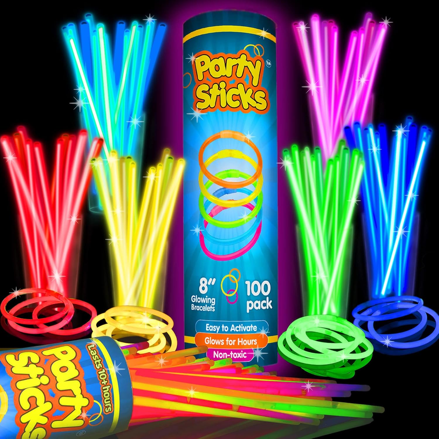 Birthday party balloons and glow stick party favors